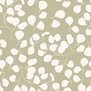 Artichoke Green and Cream Eucalyptus Pattern