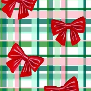Christmas bows and plaid