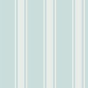 Vintage Ticking Stripe in Cream and Aqua Blue