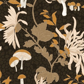 Florals Wild Mushrooms Deep Brown