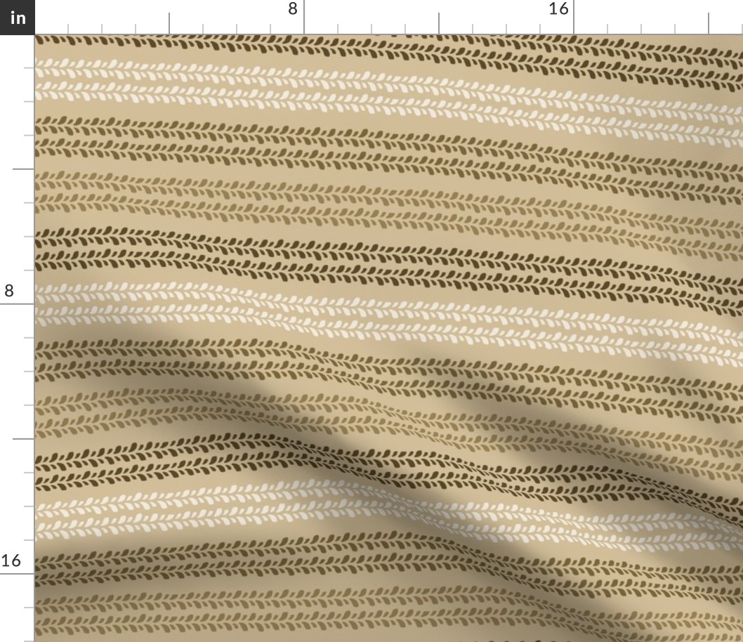 Medium Scale 4x4 Adventures Horizontal Stripes  Off Road Jeep Vehicle Tire Tracks Coordinate Brown and Tan