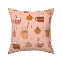 Pumpkin Spice Mugs and Pumpkins on  Pink - 3 inch