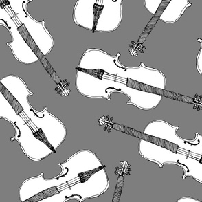 Violins Black White Grey Musician