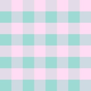 gingham pink and teal Barbie Style 1 inch