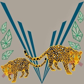 Retro twin leopards - gold