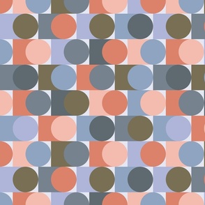 Retro dots mosaic orange dusted blue