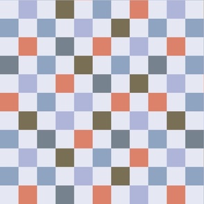 Retro checkerboard terracotta blue