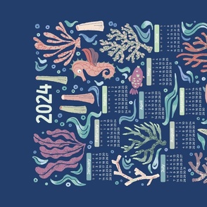 Cute Corals and Baby Dragon on 2024 Calendar [dark]