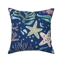 Cute Corals with Baby Sea Dragon [deep blue] large