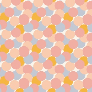 Simple circle confetti - powder blue, pastel pink, mustard yellow, cream and off white  // Medium scale