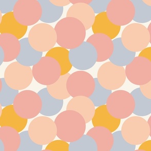 Simple circle confetti - powder blue, pastel pink, mustard yellow, cream and off white  // Big scale