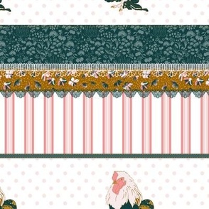 farmhouse inspired pattern with rooster and polka dots