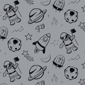 Space Doodles Black _ Grey Medium