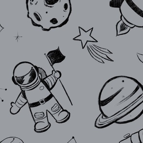 Space Doodles Black _ Grey