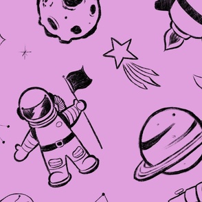 Space Doodles Black _ Pink