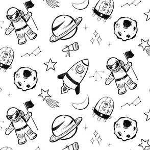 Space Doodles Black _ White Medium