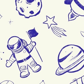 Space Doodles Navy _ Cream