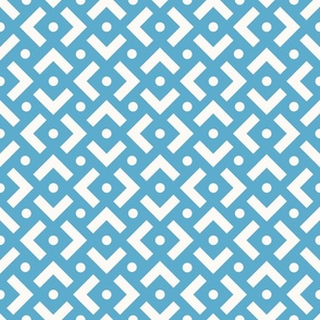 Geometric Pattern, Ocean Blue, Large Scale 