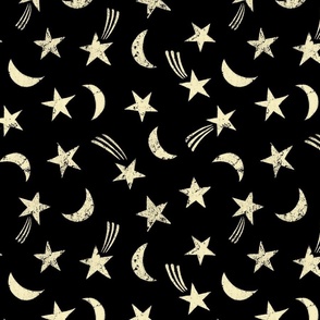 Stars and Moons Black Yellow