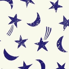 Stars and Moons Cream Navy Large
