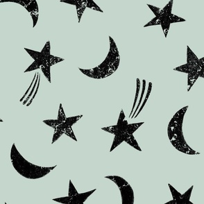 Stars and Moons Mint Black Large