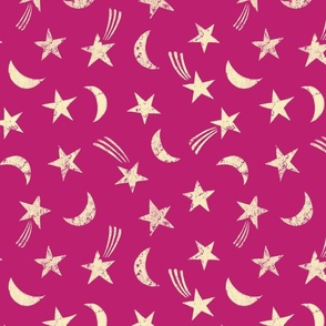 Stars and Moons Pink Yellow