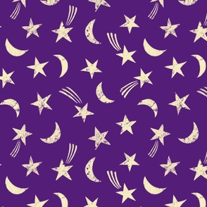 Stars and Moons Purple Yellow