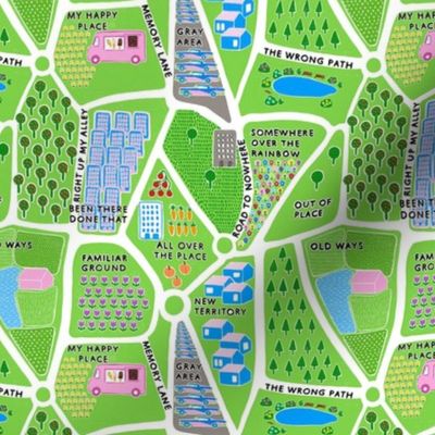 Small - The places you'll go - imaginary novelty map - fictional maps - colorful green kids childrens nursery