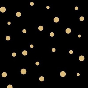 Scattered Dots – Irregular and organic dots, Black and Gold (Large Scale)