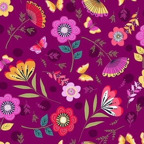 Hand drawn florals - purple