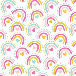 Joyful Rainbow hearts | pastel and bright summer colours - hand-drawn hearts