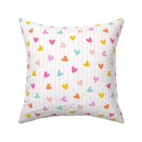 Joyful hearts vertical lines | pastel and bright summer colours - hand-drawn hearts