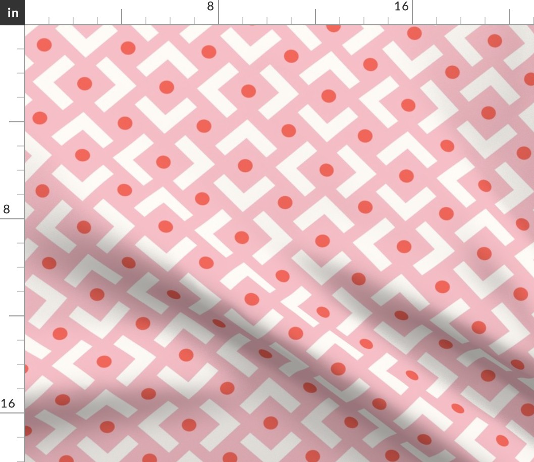 Geometric Pattern, Pink and Coral, Large Scale