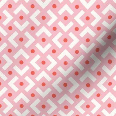 Geometric Pattern, Pink and Coral, Small Scale 