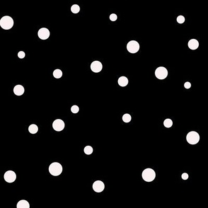 Scattered Dots – Irregular and Organic Dots, Black and Light Light Pink (Large Scale)