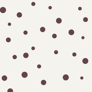 Scattered Dots – Irregular and Organic Dots, Off-White and Dark Mauve (Large Scale)