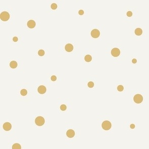 Scattered Dots – Irregular and Organic Dots, Off-White and Gold (Large Scale)