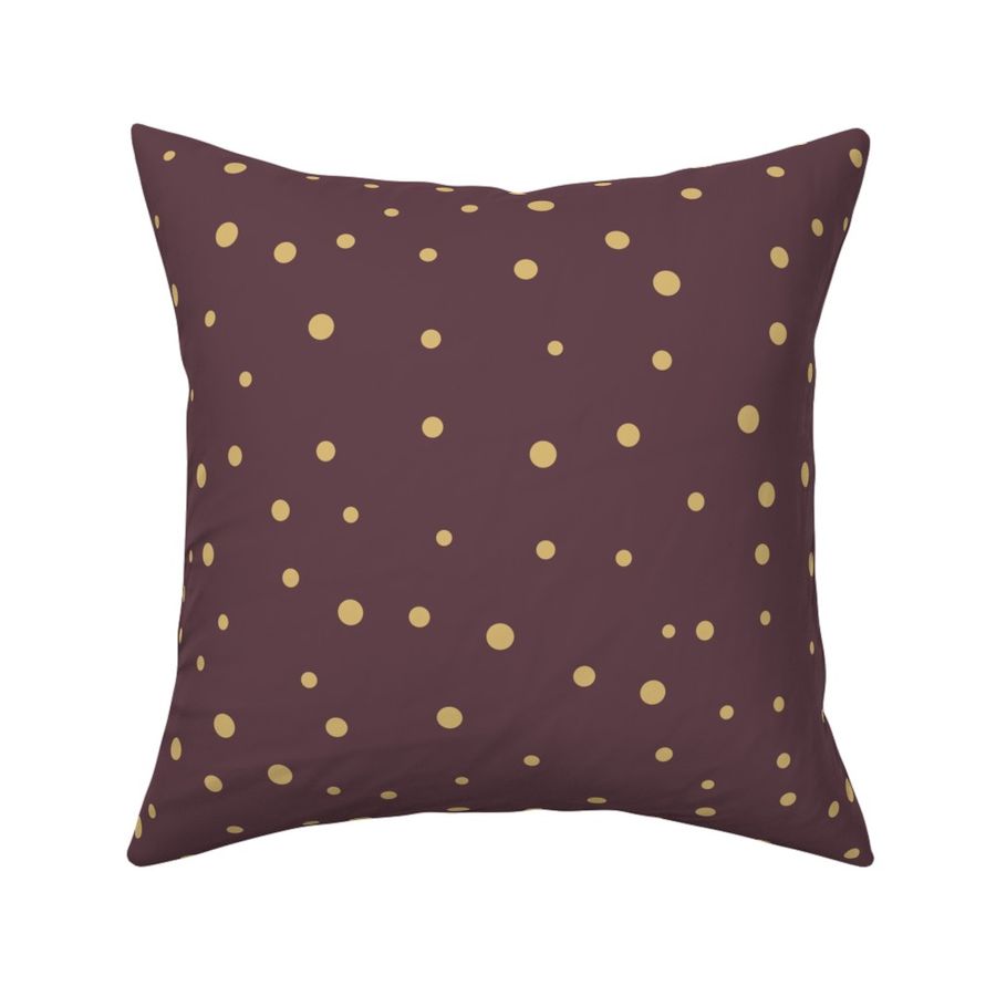 Scattered Dots – Irregular and Organic Dots, Dark Mauve and Gold (Large Scale)