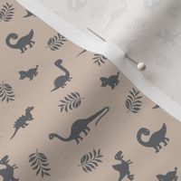 Tiny dino - cute minimalist retro pop style dinosaurs kids animal design gray on beige sand