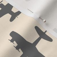 Airplane Silhouettes - Grey and Cream - Medium Scale 