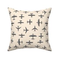 Airplane Silhouettes - Grey and Cream - Small Scale 