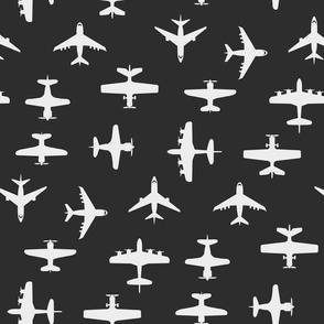 Airplane Silhouettes - White and Charcoal - Medium Scale 
