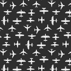 Airplane Silhouettes - White and Charcoal - Small Scale 