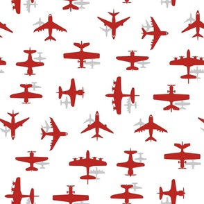 Airplane Silhouettes and Shadows - Red - Medium Scale 