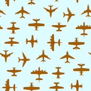 Airplane Silhouettes - Rust and Blue - Medium Scale 