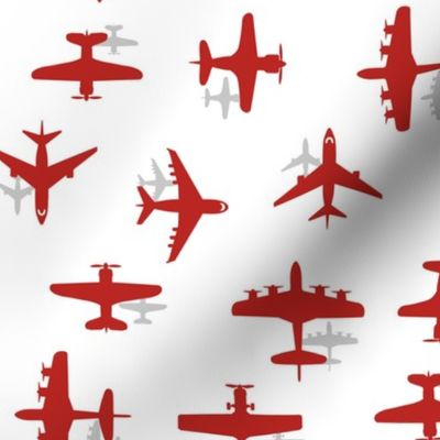 Airplane Silhouettes and Shadows - Red - Small Scale 