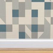 Bold monochromatic geometric abstract squares triangles // big scale 0009 A // irregular squares triangles blue gray beige 