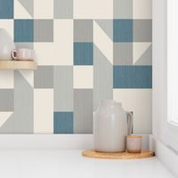 Bold monochromatic geometric abstract squares triangles // big scale 0009 A // irregular squares triangles blue gray beige 