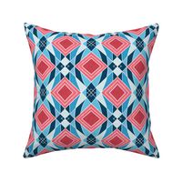 Colorful geometric abstract squares // small scale 0022 C // symmetrical squares triangles rhombuses red blue navy babyblue multicolour harmony