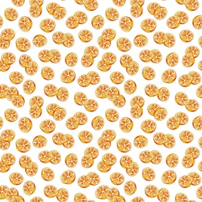 Simple Lemon Slices on White - Watercolor Hand-painted Seamless Pattern Small Scale